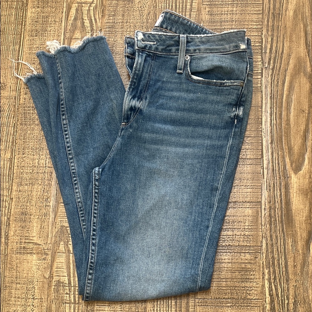 PAIGE Hoxton Slim Distressed High Rise Ankle Jean Size 30